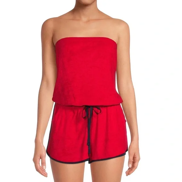 Terry Romper in Brilliant Red & Navy from No Boundaries Juniors’ XL (15-17) - Picture 1 of 13